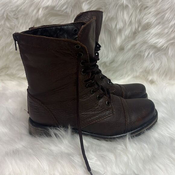 Steve Madden Troopa Lace Up Combat Moto Boots Fisherman Core B75 - Picture 5 of 10